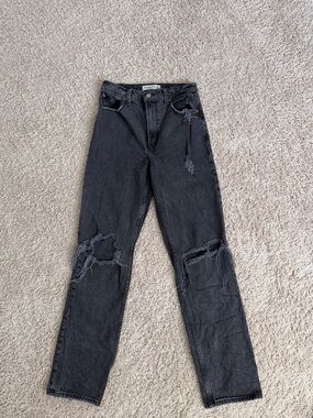 Abercrombie & Fitch Black Straight Leg Ripped Jeans